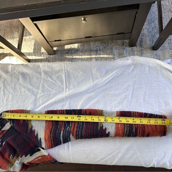 Lucky Brand Southwestern Fringe Open Front Cardigan Medium Aztec Print Boho - Picture 13 of 13